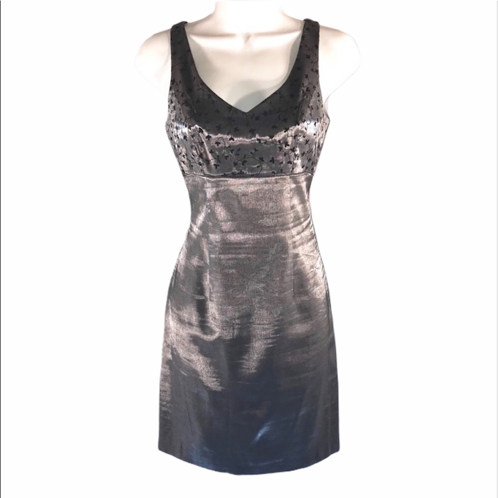 Vintage Gorgeous Silver Embroidered Dress, size 6